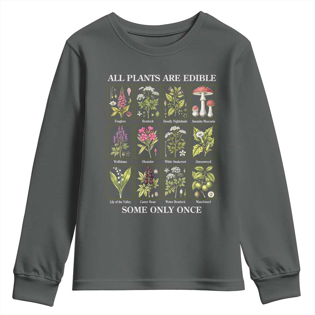 Vintage Botanical Poison Chart Graphic Youth Sweatshirt All Plants Are Edible Some Only Once