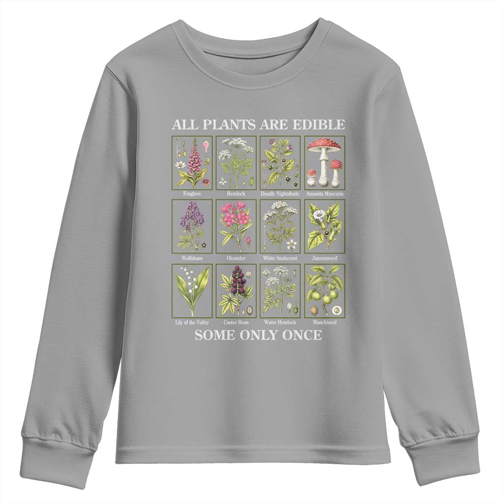 Vintage Botanical Poison Chart Graphic Youth Sweatshirt All Plants Are Edible Some Only Once