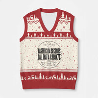 Lasted 3 14 Seconds Call That A Cream Pi V-Neck Knit Sweater Vest Funny Math Joke Adult Humor Pi Day Gift
