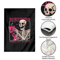 Funny Breast Cancer Skeleton Drinking Coffee Garden Flag Surviving Purely Out Of Spite Pink Ribbon Warrior