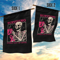 Funny Breast Cancer Skeleton Drinking Coffee Garden Flag Surviving Purely Out Of Spite Pink Ribbon Warrior