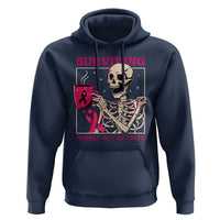 Funny Breast Cancer Skeleton Drinking Coffee Hoodie Surviving Purely Out Of Spite Pink Ribbon Warrior