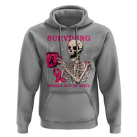Funny Breast Cancer Skeleton Drinking Coffee Hoodie Surviving Purely Out Of Spite Pink Ribbon Warrior