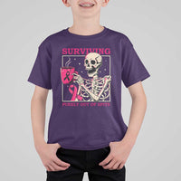 Funny Breast Cancer Skeleton Drinking Coffee T Shirt For Kid Surviving Purely Out Of Spite Pink Ribbon Warrior