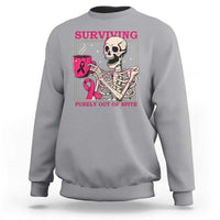 Funny Breast Cancer Skeleton Drinking Coffee Sweatshirt Surviving Purely Out Of Spite Pink Ribbon Warrior