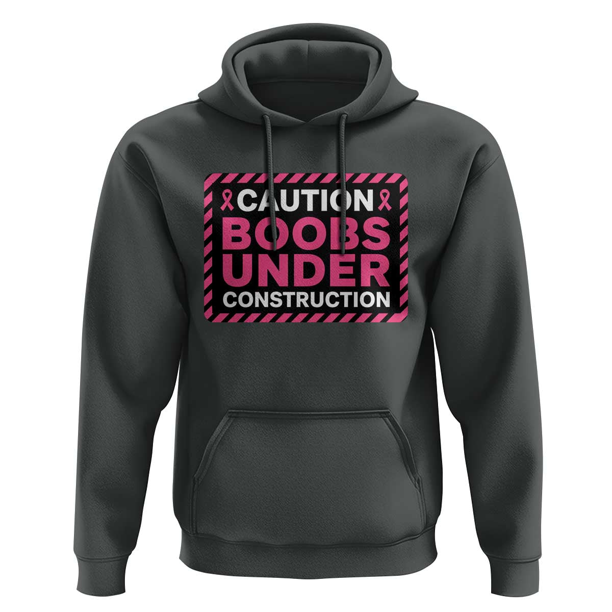 Funny Breast Cancer Surgery Mastectomy Hoodie Caution Boobs Under Construction Pink Ribbon Warrior