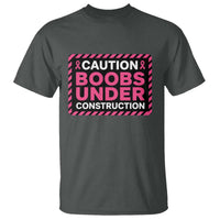 Funny Breast Cancer Surgery Mastectomy T Shirt Caution Boobs Under Construction Pink Ribbon Warrior