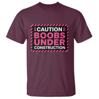 Funny Breast Cancer Surgery Mastectomy T Shirt Caution Boobs Under Construction Pink Ribbon Warrior