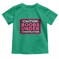 Funny Breast Cancer Surgery Mastectomy Toddler T Shirt Caution Boobs Under Construction Pink Ribbon Warrior