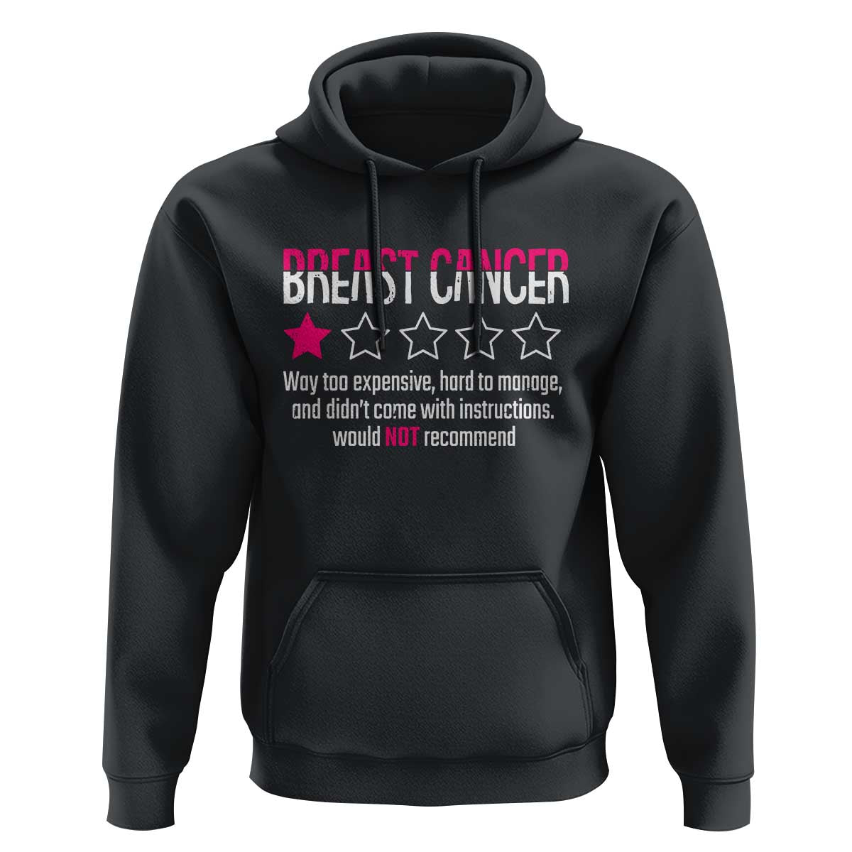 Funny Breast Cancer One Star Review Hoodie Would Not Recommend Breast Cancer Warrior