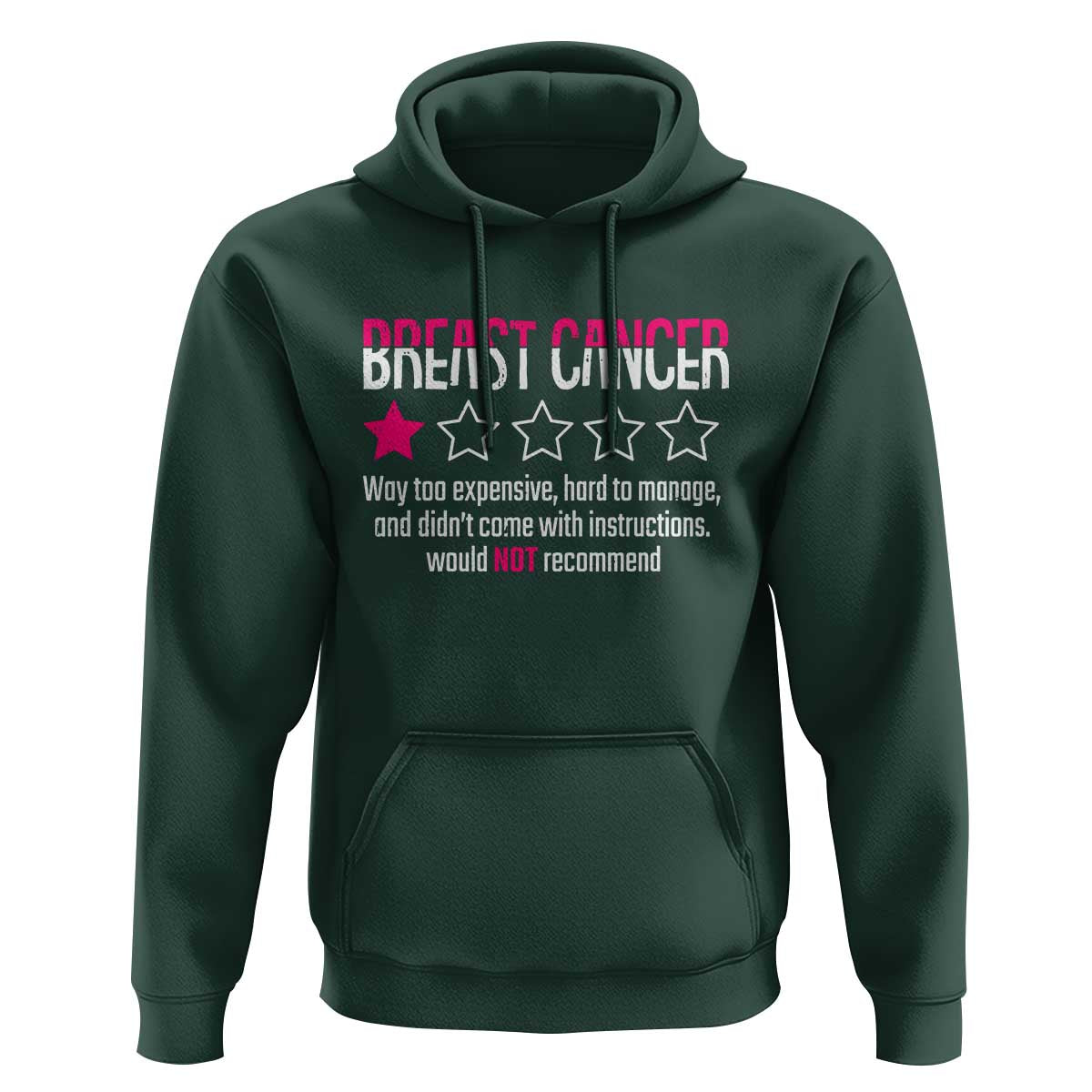 Funny Breast Cancer One Star Review Hoodie Would Not Recommend Breast Cancer Warrior