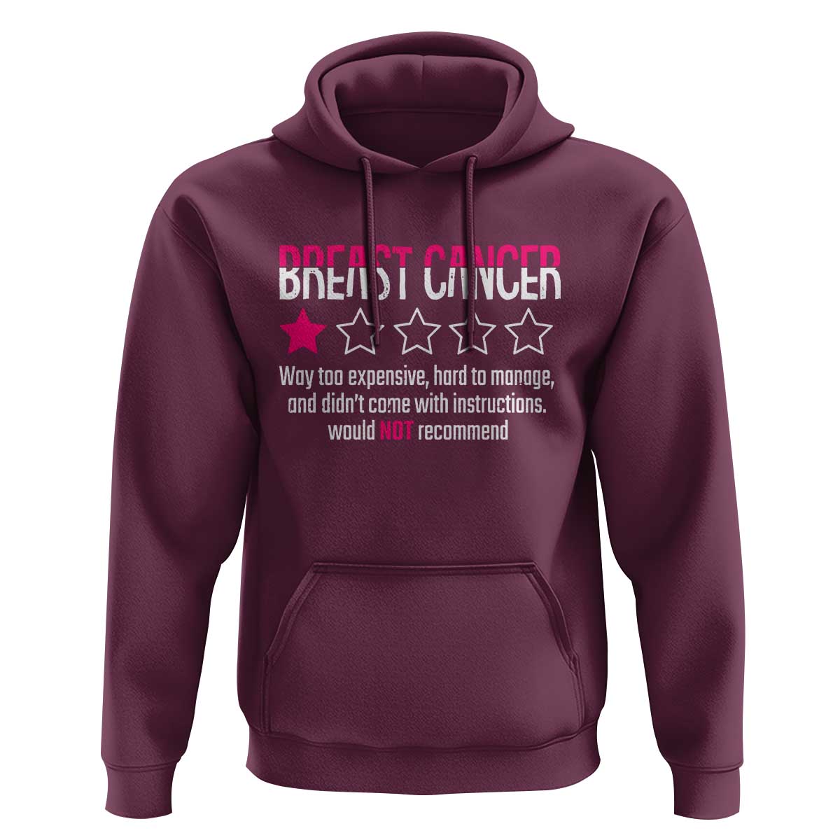 Funny Breast Cancer One Star Review Hoodie Would Not Recommend Breast Cancer Warrior