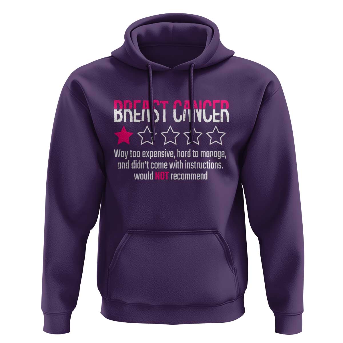 Funny Breast Cancer One Star Review Hoodie Would Not Recommend Breast Cancer Warrior