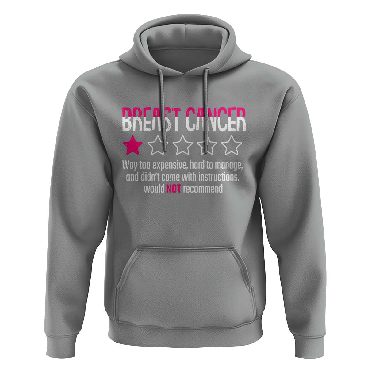Funny Breast Cancer One Star Review Hoodie Would Not Recommend Breast Cancer Warrior