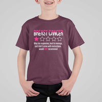 Funny Breast Cancer One Star Review T Shirt For Kid Would Not Recommend Breast Cancer Warrior