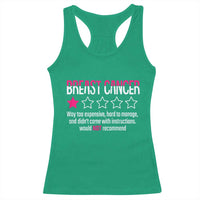 Funny Breast Cancer One Star Review Racerback Tank Top Would Not Recommend Breast Cancer Warrior
