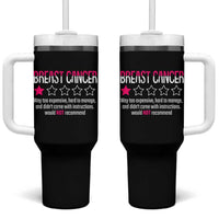 Funny Breast Cancer One Star Review Tumbler With Handle Would Not Recommend Breast Cancer Warrior
