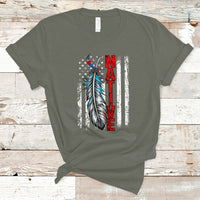 Native American T Shirt Indigenous American Indian Feather US Flag - Wonder Print Shop