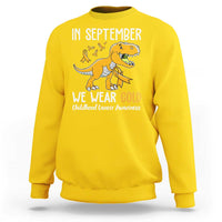 Childhood Cancer Awareness Dinosaur Sweatshirt In September We Wear Gold Ribbon Support Kids Warrior - Wonder Print Shop