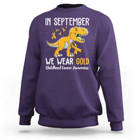 Childhood Cancer Awareness Dinosaur Sweatshirt In September We Wear Gold Ribbon Support Kids Warrior - Wonder Print Shop