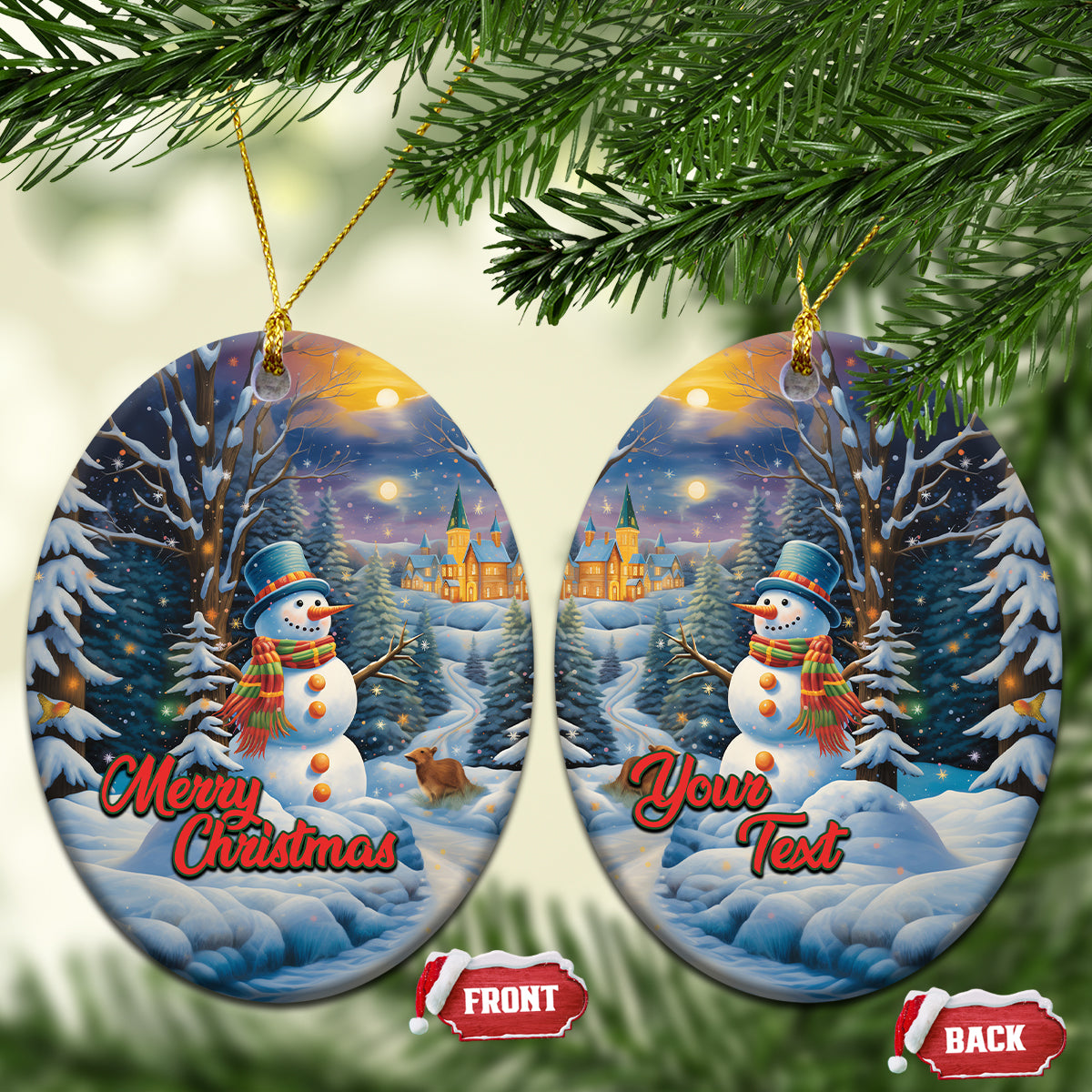 Personalized Snowman Christmas Ceramic Ornament Nostalgic Xmas Merry Christmas 2023 - Wonder Print Shop