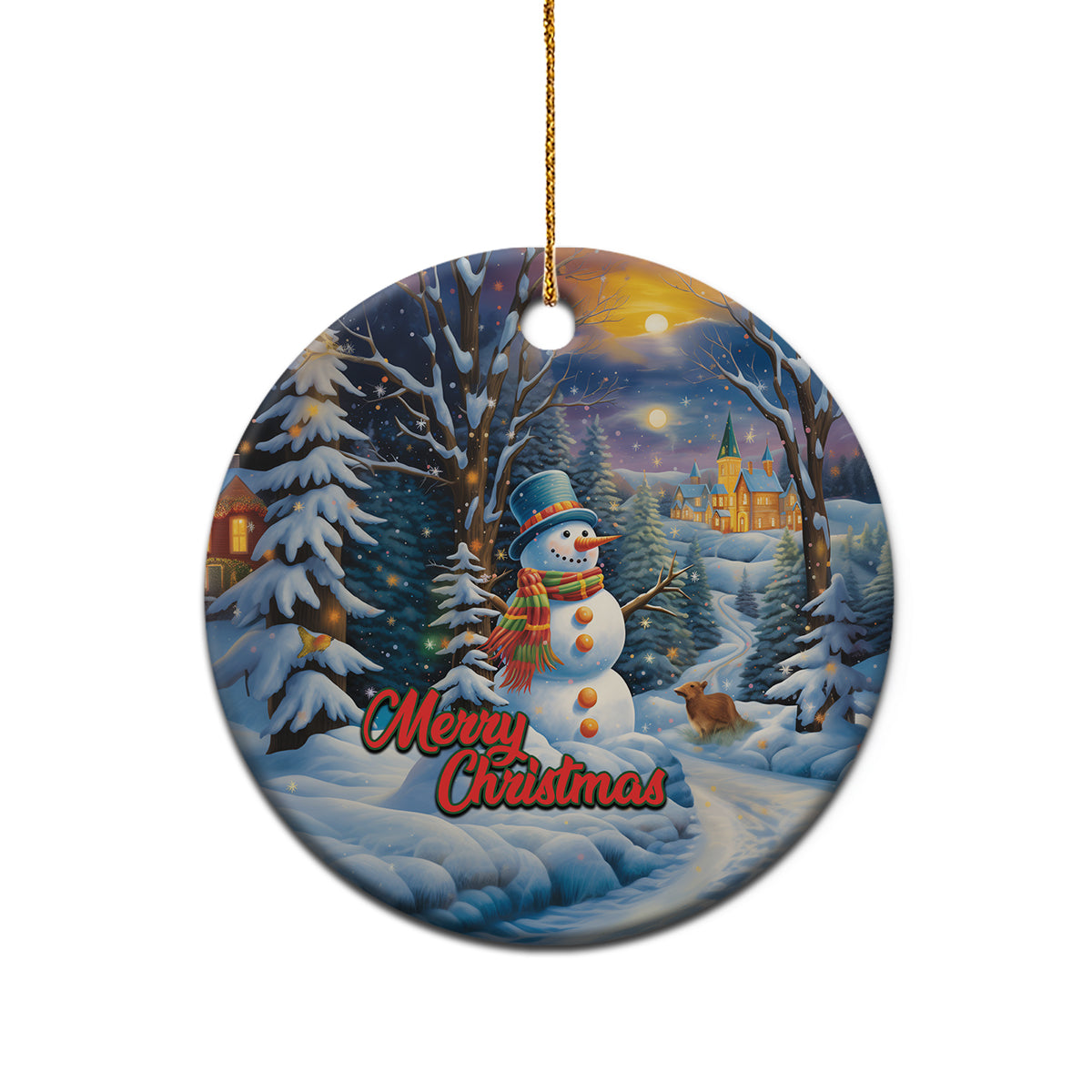 Personalized Snowman Christmas Ceramic Ornament Nostalgic Xmas Merry Christmas 2023 - Wonder Print Shop