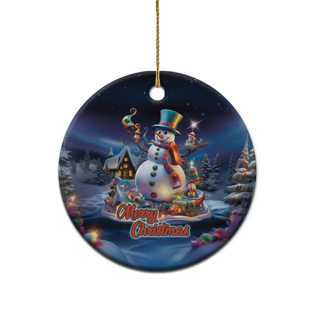 Personalized Snowman Christmas Ceramic Ornament Nostalgic Xmas Night Merry Christmas 2023 - Wonder Print Shop