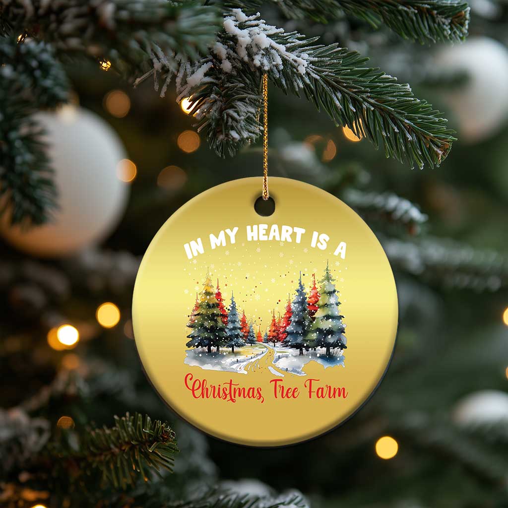 Funny Christmas Christmas Ornament In My Heart Is A Xmas Tree Farm Retro Vintage Clothing - Wonder Print Shop