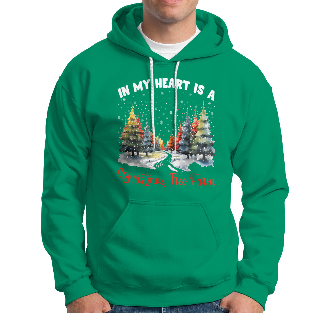 Funny Christmas Hoodie In My Heart Is A Xmas Tree Farm Retro Vintage Clothing - Wonder Print Shop