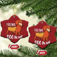 Funny Dachshund Christmas Ornament I Got That Dog In Me Wiener Sausage Hotdog Meme - Wonder Print Shop
