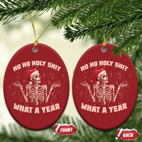 Skeleton Xmas Christmas Ornament Ho Ho Holy Shit What A Year Retro Funny - Wonder Print Shop
