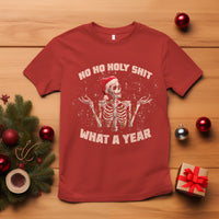 Skeleton Christmas T Shirt Ho Ho Holy Shit What A Year Retro Funny - Wonder Print Shop