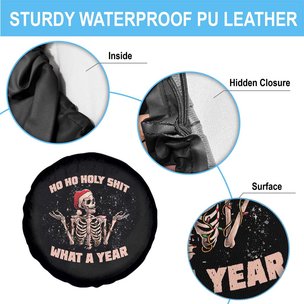 Skeleton Christmas Spare Tire Cover Ho Ho Holy Shit What A Year Retro Funny