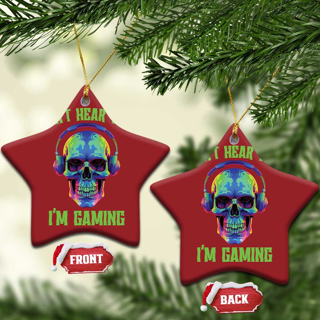 Skull Gamer Christmas Ornament Can't Hear You I'm Gaming Funny Video Game Lover Player - Wonder Print Shop