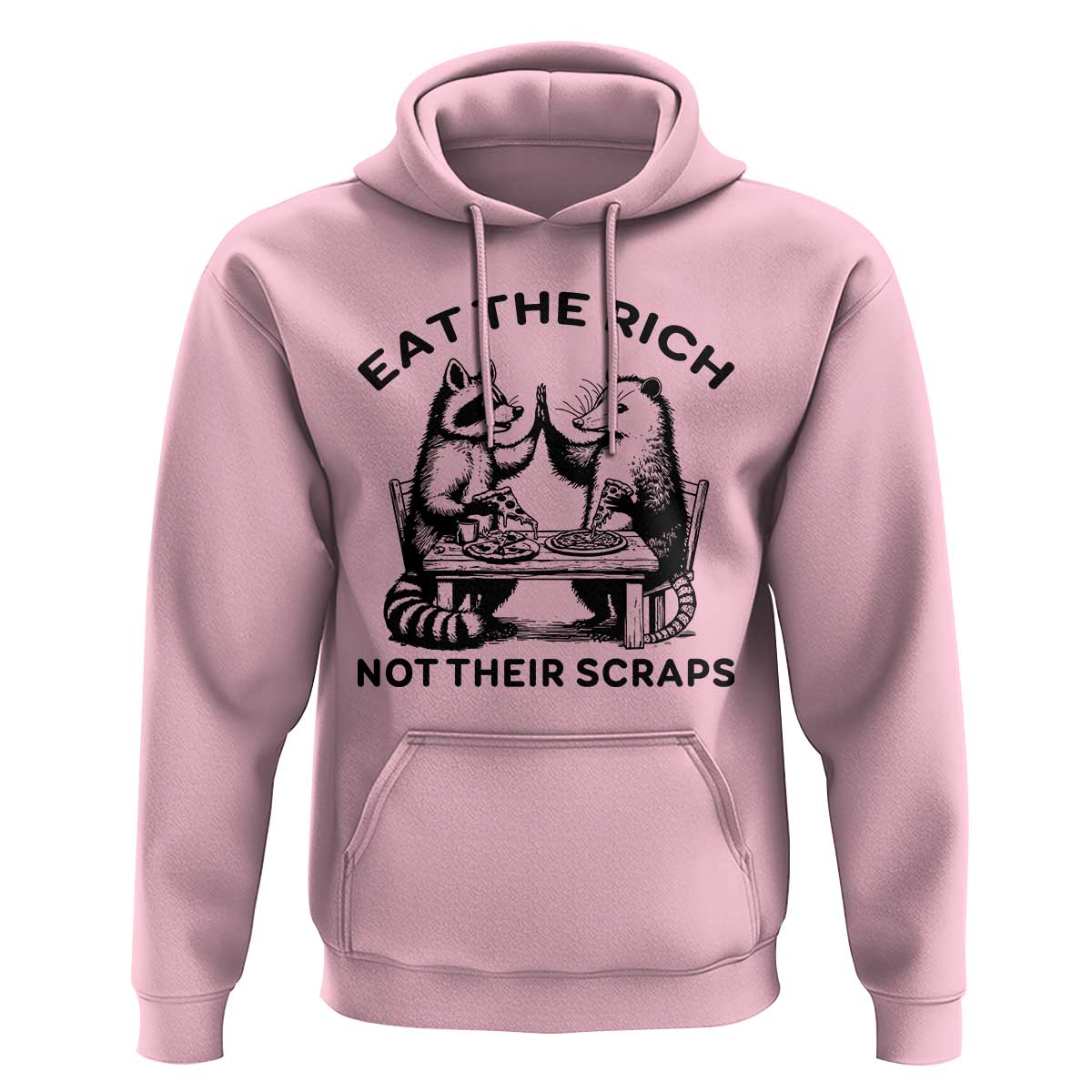 Funny Raccoon Possum Meme Hoodie Eat The Rich Not Their Scraps Sarcasm Retro Minimalist