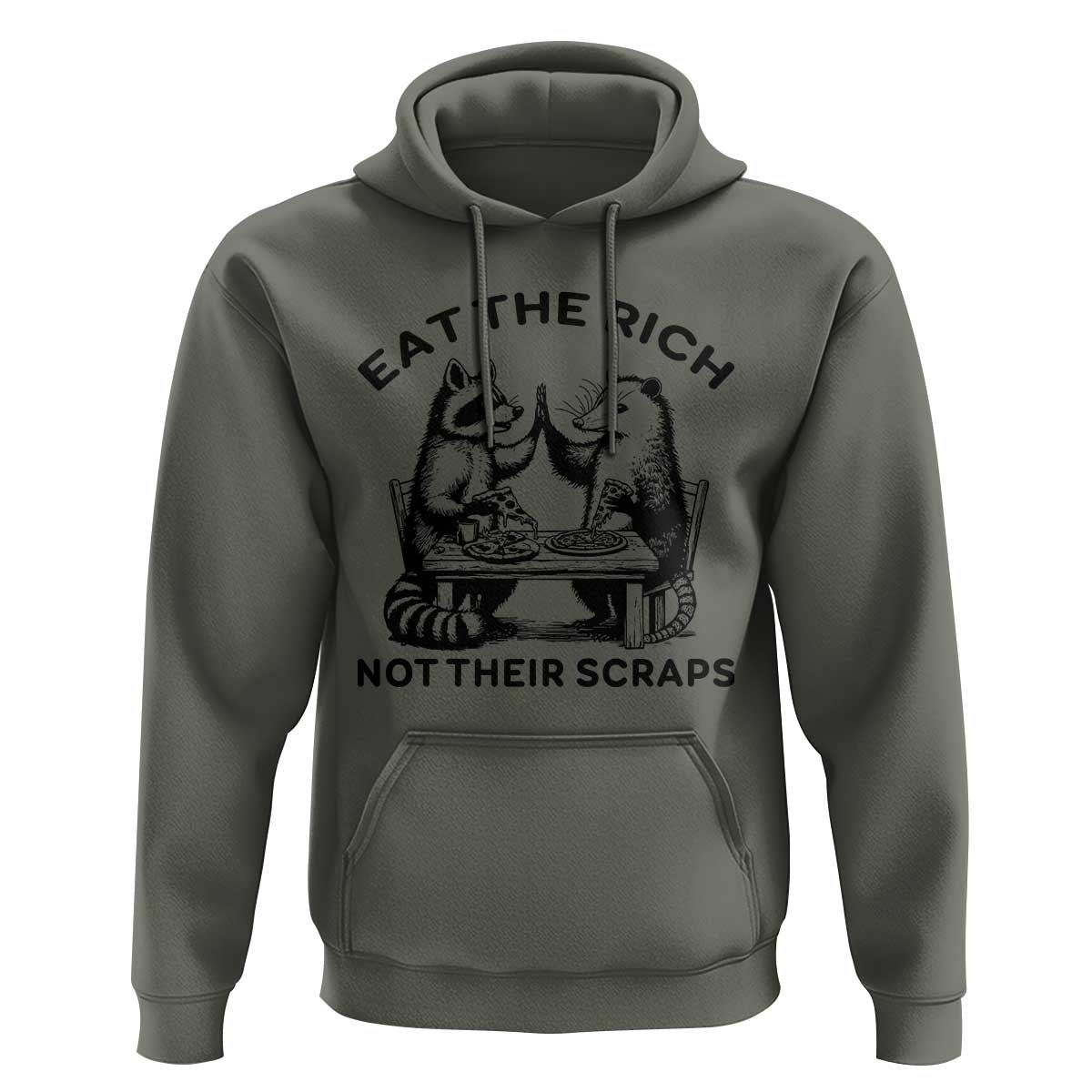 Funny Raccoon Possum Meme Hoodie Eat The Rich Not Their Scraps Sarcasm Retro Minimalist