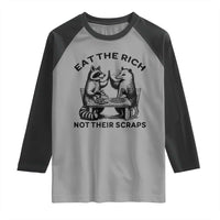 Funny Raccoon Possum Meme Raglan Shirt Eat The Rich Not Their Scraps Sarcasm Retro Minimalist
