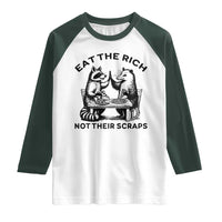 Funny Raccoon Possum Meme Raglan Shirt Eat The Rich Not Their Scraps Sarcasm Retro Minimalist