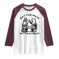 Funny Raccoon Possum Meme Raglan Shirt Eat The Rich Not Their Scraps Sarcasm Retro Minimalist