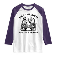 Funny Raccoon Possum Meme Raglan Shirt Eat The Rich Not Their Scraps Sarcasm Retro Minimalist