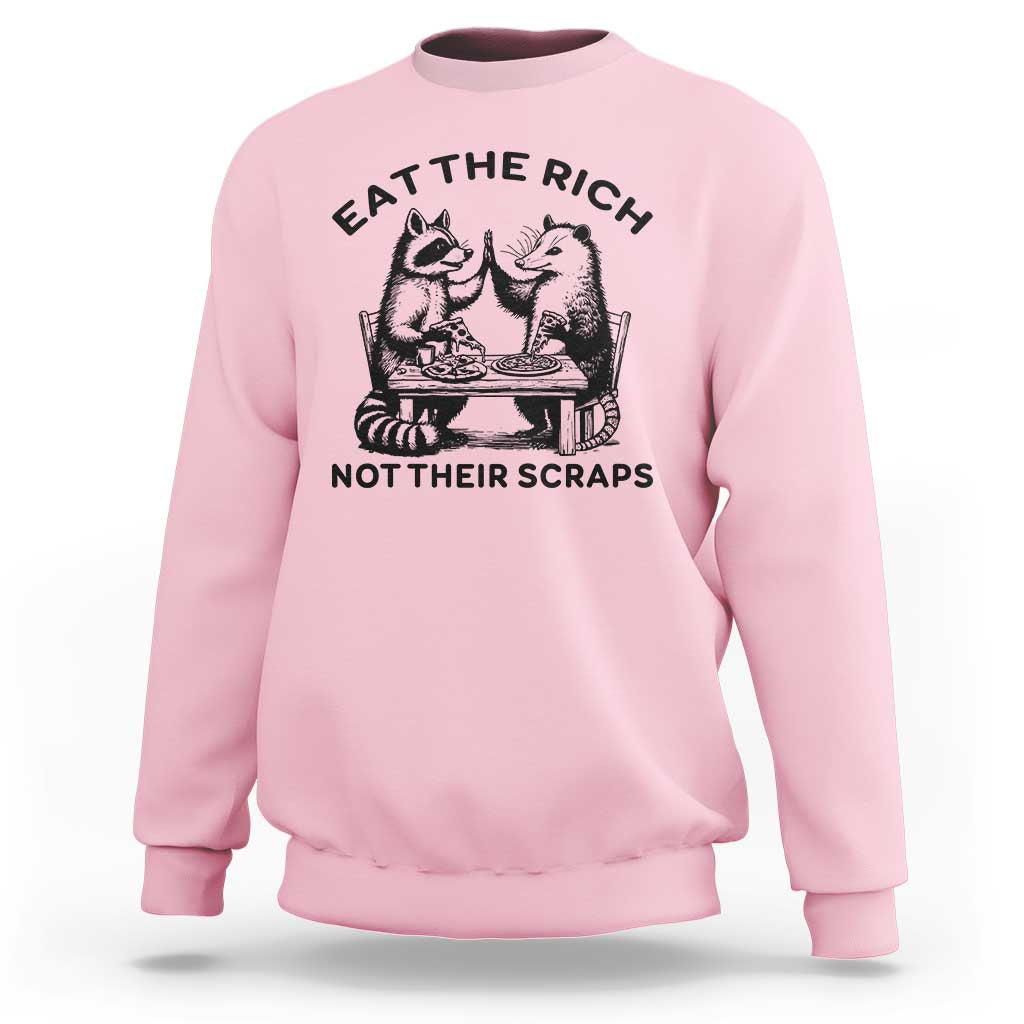 Funny Raccoon Possum Meme Sweatshirt Eat The Rich Not Their Scraps Sarcasm Retro Minimalist - Wonder Print Shop