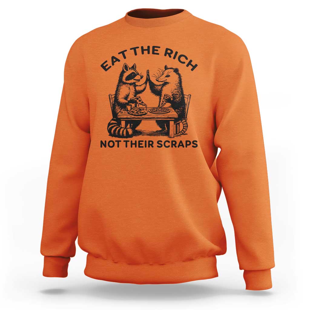 Funny Raccoon Possum Meme Sweatshirt Eat The Rich Not Their Scraps Sarcasm Retro Minimalist - Wonder Print Shop