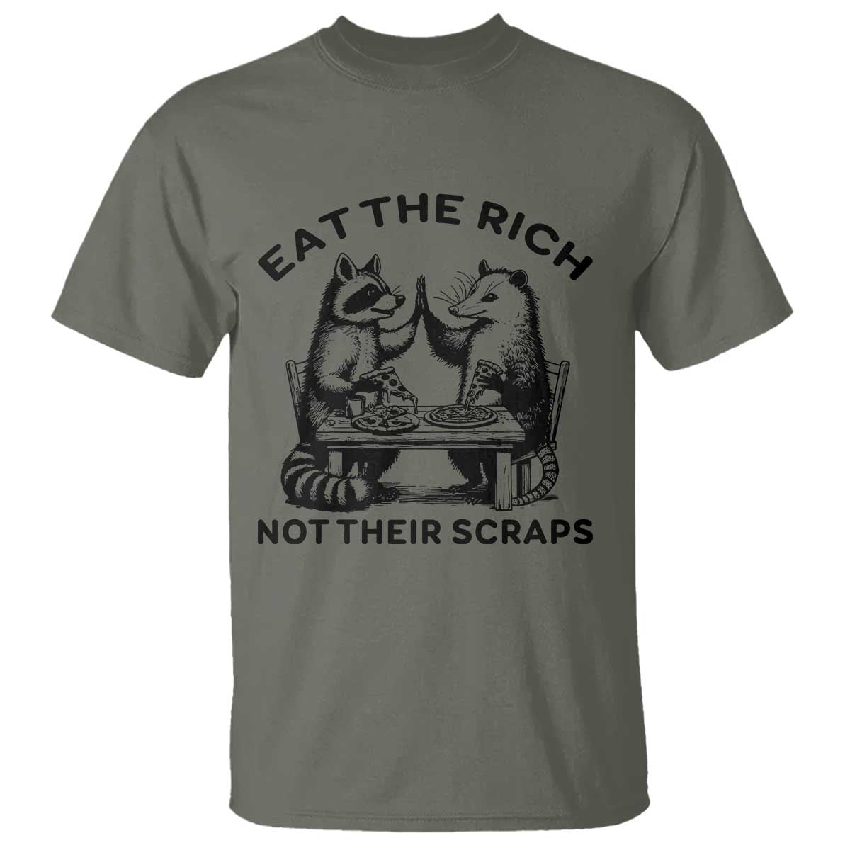 Funny Raccoon Possum Meme T Shirt Eat The Rich Not Their Scraps Sarcasm Retro Minimalist - Wonder Print Shop