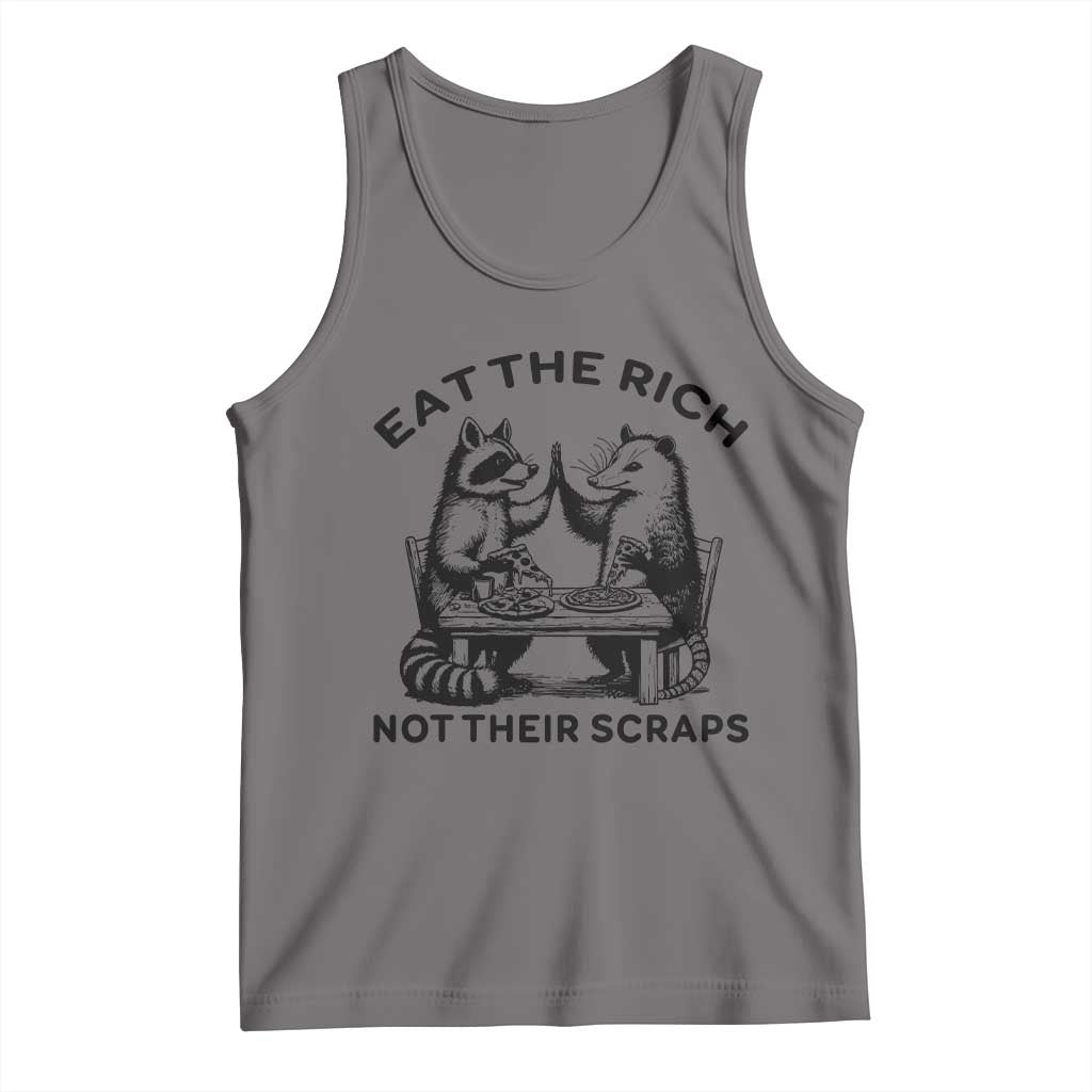 Funny Raccoon Possum Meme Tank Top Eat The Rich Not Their Scraps Sarcasm Retro Minimalist