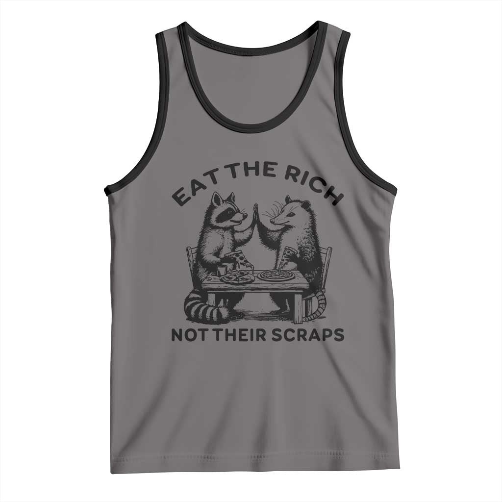 Funny Raccoon Possum Meme Tank Top Eat The Rich Not Their Scraps Sarcasm Retro Minimalist