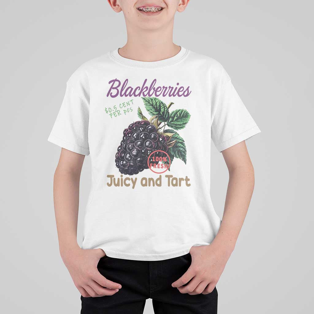 Fresh Juicy Blackberries T Shirt For Kid Retro Vintage Backberry Farmers Market