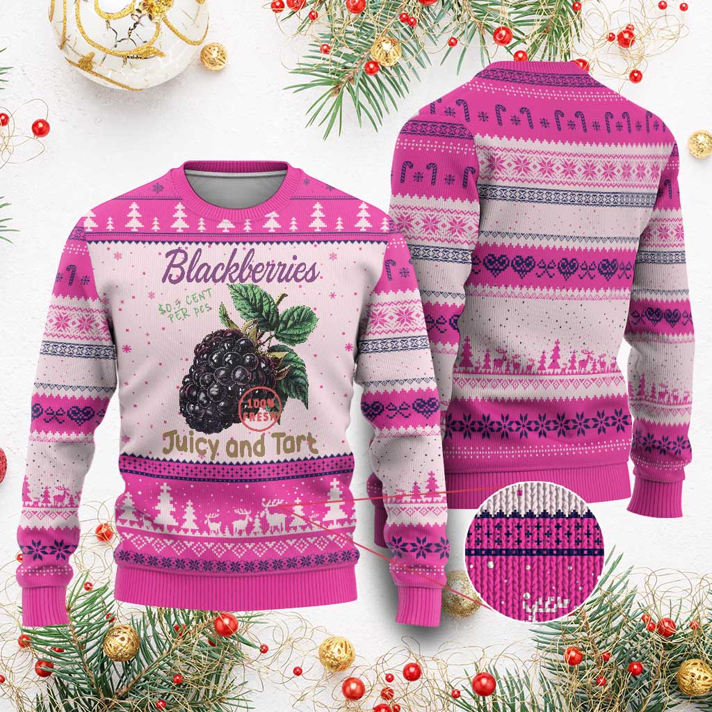 Fresh Juicy Blackberries Ugly Christmas Sweater Retro Vintage Backberry Farmers Market - Wonder Print Shop