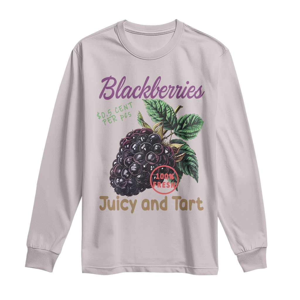 Fresh Juicy Blackberries Long Sleeve Shirt Retro Vintage Backberry Farmers Market