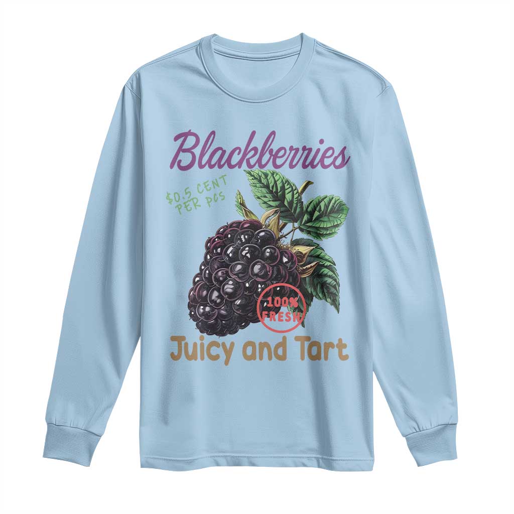 Fresh Juicy Blackberries Long Sleeve Shirt Retro Vintage Backberry Farmers Market