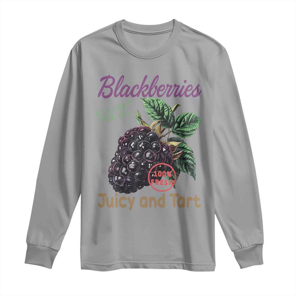 Fresh Juicy Blackberries Long Sleeve Shirt Retro Vintage Backberry Farmers Market